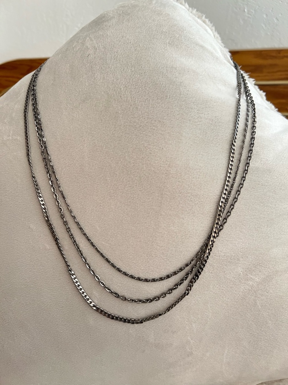 Edgy Chic Layered Gunmetal Chain Necklace